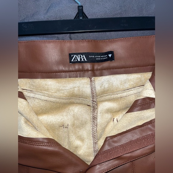 NWOT Zara Faux Leather Pants with Slit - Picture 5 of 8